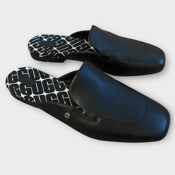 Ugg Janaya Mule Black Leather US 10 Slip On Loafer Flats Old Money Preppy Luxury - Picture 6 of 15